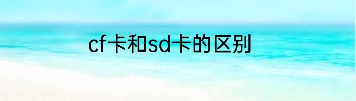 cf卡和sd卡的区别