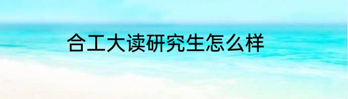 合工大读研究生怎么样