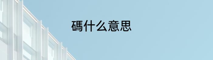 碼什么意思