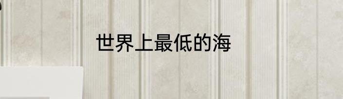 世界上最低的海