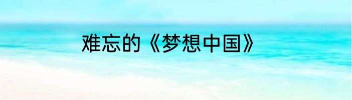 难忘的《梦想中国》