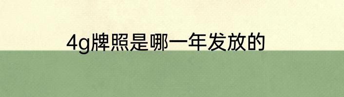 4g牌照是哪一年发放的