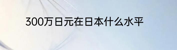 300万日元在日本什么水平