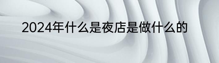 2024年什么是夜店是做什么的