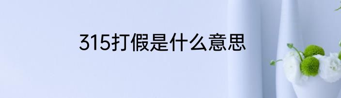 315打假是什么意思