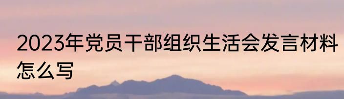 2023年党员干部组织生活会发言材料怎么写