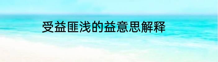 受益匪浅的益意思解释
