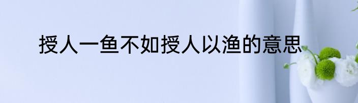 授人一鱼不如授人以渔的意思