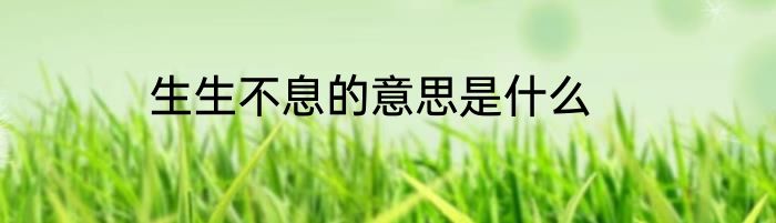 生生不息的意思是什么