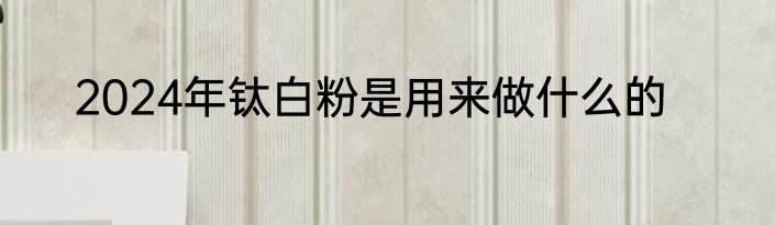 2024年钛白粉是用来做什么的