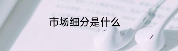 市场细分是什么