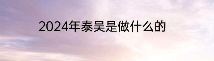 2024年泰吴是做什么的