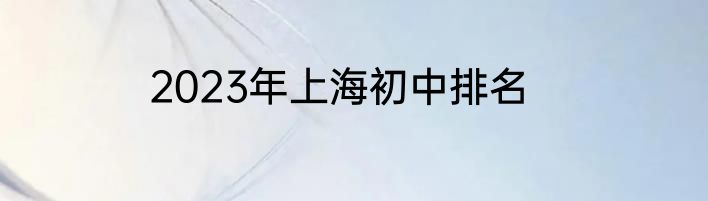 2023年上海初中排名