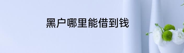 黑户哪里能借到钱
