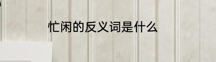 忙闲的反义词是什么