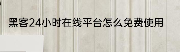 黑客24小时在线平台怎么免费使用