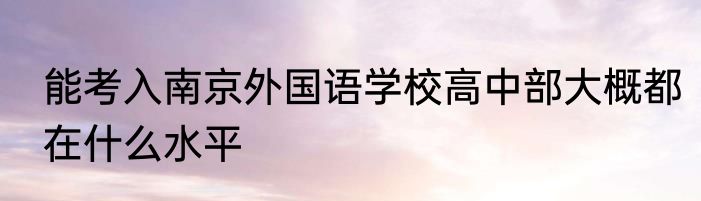 能考入南京外国语学校高中部大概都在什么水平