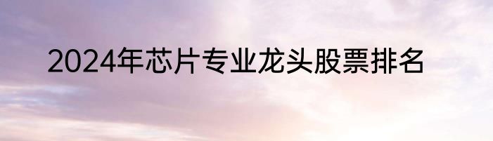 2024年芯片专业龙头股票排名