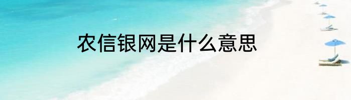 农信银网是什么意思