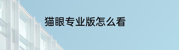 猫眼专业版怎么看
