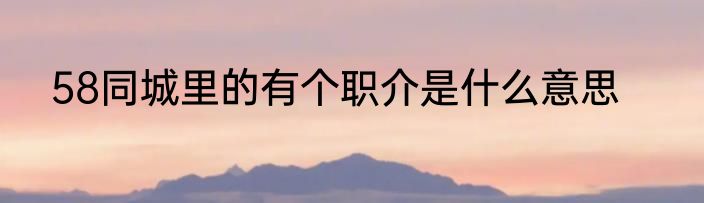 58同城里的有个职介是什么意思