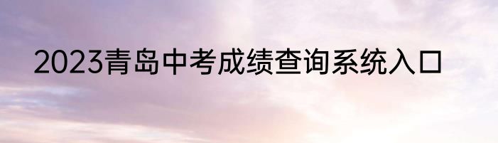 2023青岛中考成绩查询系统入口