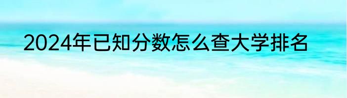 2024年已知分数怎么查大学排名