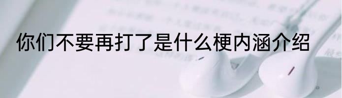 你们不要再打了是什么梗内涵介绍