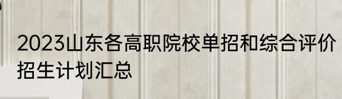 2023山东各高职院校单招和综合评价招生计划汇总