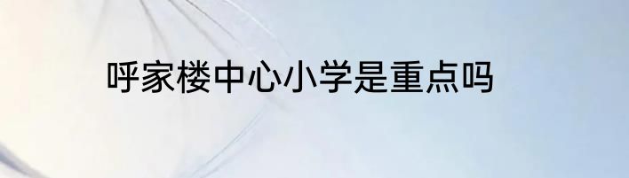 呼家楼中心小学是重点吗
