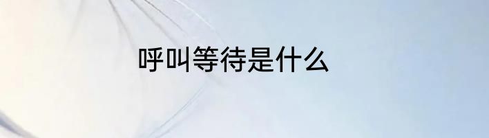 呼叫等待是什么