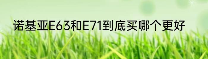 诺基亚E63和E71到底买哪个更好