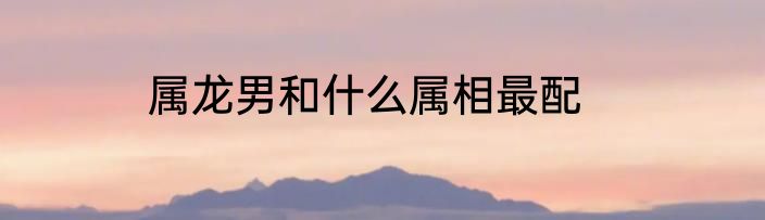 属龙男和什么属相最配