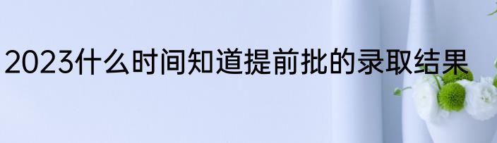 2023什么时间知道提前批的录取结果