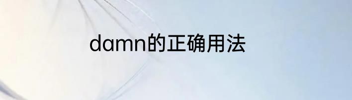 damn的正确用法