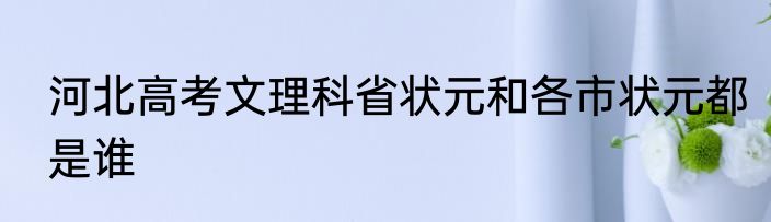 河北高考文理科省状元和各市状元都是谁