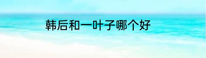 韩后和一叶子哪个好