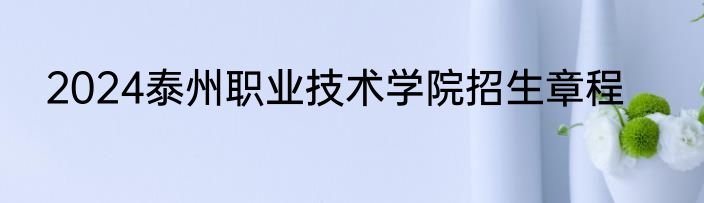 2024泰州职业技术学院招生章程
