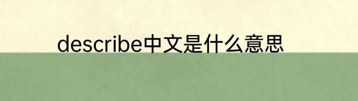describe中文是什么意思
