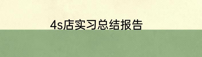 4s店实习总结报告