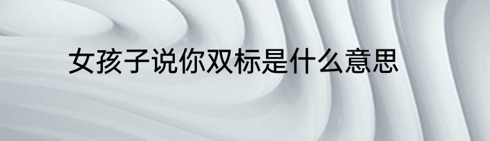 女孩子说你双标是什么意思