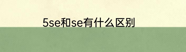 5se和se有什么区别
