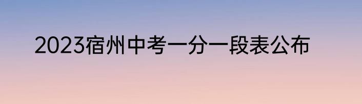 2023宿州中考一分一段表公布