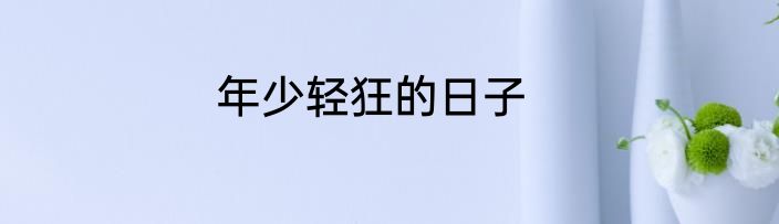 年少轻狂的日子