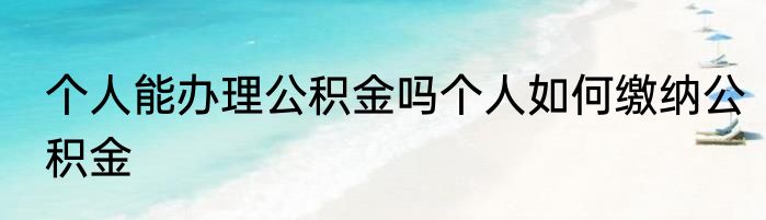 个人能办理公积金吗个人如何缴纳公积金
