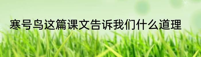 寒号鸟这篇课文告诉我们什么道理