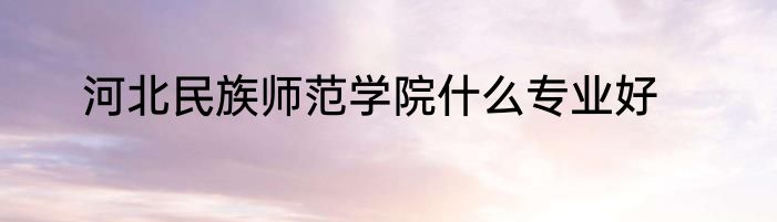 河北民族师范学院什么专业好