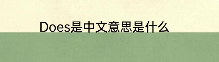 Does是中文意思是什么