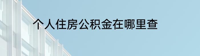 个人住房公积金在哪里查