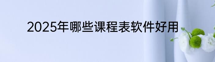 2025年哪些课程表软件好用